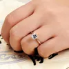Anéis de Cluster Vintage Promessa Amor Anel de Noivado Luxo Feminino Pequeno Quadrado Pedra 100% Real 925 Sterling Silver Wedding para Wome277i