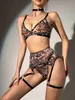 Sexy set luxe print lingerie draadloze kruisbeha sexy outfits doorzichtige tule ondergoed erotische jarretellegordel set sissy intiem 230808