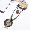 Pendant Necklaces Woman Choker Necklace Vintage Jewelry Chunky Wooden Retro Party Alloy Fish Hamsa Hand Multilayer Rope Leather Long Chain