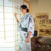 Etniska kläder män japanska samurai kostymer kimono jinbei hem bär lös bomull yukata traditionell pyjamas nattklänning robe ff2337