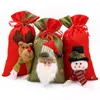 Hediye sargısı Noel bez çantası Noel baba kardan adam elk tedavi çuval lehine lehine çizim poşeti yeniden kullanılabilir Noel partisi şeker depolama