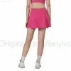 Womens L-07 Pleated Tennis Skirt Lemens Chic New Women Gym Clothes Sports Shorts Female Running Fitness Dance Yog Underwear Beach Biker Golf Skirts High Quality