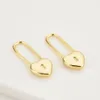 Kikichicc 100% 925 Sterling Silver Gold Heart Locker Square Hoops Circle Piercing Pendiente Luxury Women Fashion Jewelry 20212104