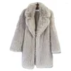 Cappotto da donna in pelliccia sintetica Toka, colletto da abito di media lunghezza, allentato, soprabito invernale in peluche, Sobretudo Feminino Elegante