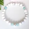 Mg1104 natural howlite alívio do estresse pulseira calmante amazonita yoga mala pulseira cura cristais equilíbrio espiritual jóias294j