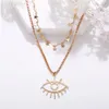 Collier multicouches yeux étoiles pour femmes, bijoux à la mode, accessoires cadeau d'anniversaire pour fille et maman, pendentif, 239T