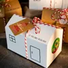 Gift Wrap 24 Pcs/set House Kraft Paper Candy Boxes Christmas Advent Party Biscuit DIY Packaging