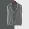 Men's Sweaters Pure Wool Vest V-Neck Cardigan Spring/ Autumn Knitted Waistcoat Casual Fashion Sleeveless