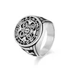French retro Stainless Steel Casting Finger Ring Hip Hop White Zircon Religious Jewelry Bling 18K Gold Plated