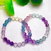 Link Bracelets 7.5mm Natural Faceted Fluorite Bracelet String Charms Fashion Personalized Men Women Gemstone Jewelry Lovers Gift 1pcs