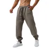 Calças masculinas soltas carta impressão cordão elástico na cintura calças outono casual jogger sweatpants com bolsos