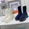 Luxury Designer Shoes Classic Elastic Knitted Socks Boots New High Sleeve Knee Length Boots Matsutake Thick Sole Sawtooth Short Boots