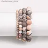 Charm armband naturlig frostad rosa zebra mineral stenarmband handgjorda matt sten pärla armband kvinnor män yoga meditation smycken gåva 1 st q230925