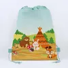 Cadeau Wrap Woodlan Safari Jungle Party Cadeaux Sacs Bear Candy Cartoon Animaux Emballage Sac à dos non tissé Enfants S