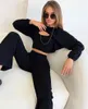 Women's Two Piece Pants 2023 Fashion Long-sleeved Round Collar Short Brief Paragraph Coat Suit Three-piece