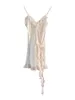 Casual Dresses Women S Sling Dress Spaghetti Straps V-Neck Lace Solid Summer Mini Thin Shoulder Strap For Club Party