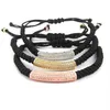 Todo-anil arjandas masculino macrame pulseiras ouro longo tubo micro pave cz cobre macarrão contas briading macrame pulseira294n