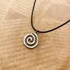 Pendant Necklaces Vintage Spiral Vortex Hand-woven Leather Rope Necklace For Women Unisex Boho Pentagram Fashion 2023 Y2K Jewelry