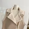 Kamizelki damskie jagnięce z wełny kurtka bez rękawów zima 2023 ciepłe faux owczarek kamizelka polarowa polar