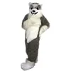 Remise Usine longue fourrure Husky Fursuit mascotte Costume déguisement anniversaire fête d'anniversaire Costume de noël carnaval