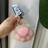 Plush Keychains Women Cat Claw Faux Fur Key Chain Charm Fashion Plush Bear paw Car Keychain Bag Pendant Party Gift Jewelry 230925