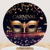 Party Decoration Round Pography Background Birthday Decor Purple Gold Glitter Beads Mask Carnival Gras Dance Backdrop Po Studio