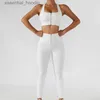 Kvinnors spårningsdräkter 2 st yoga Set Women Workout Sport Gym Wear Yoga Suit High midje Leggings kjolar Front Zipper Bra Fitness Crop Top Yoga Sportwear L230925