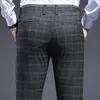 Costumes pour hommes ICPANS Skinny Plaid Hommes Robe Pantalon Crayon Business Bureau Pantalon Formel Pour Homme Stretch Costume Slim Été 2024