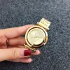 Pan Hot Sale Top Brand Gold Watches women Lady Girl Big Letter Rotatable Dial ring Style Metal Steel Band Quartz Wrist Watch Free Shipping Gift