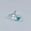 Cluster Rings Original Blue Trendy Mermaid Bubble Open Ocean Fishtail Ring For Women Creative Fashion Jewelry