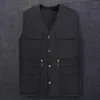 Coletes masculinos Pograph Colete Múltiplos Bolsos Vestindo Outono Inverno Pure Color Single Breasted Work Vest