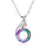 Pendant Necklaces Necklace For Women Colorful Crystal Peacock Gradient Female Ethnic Style Clavicle Chain Jewelry Gift