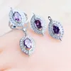 Wedding Jewelry Sets Purple Zircon Silver 925 Jewelry Sets Bridal Earrings Charms Bracelets For Women Ring Pendant Necklace Set Wedding Jewelry 230925