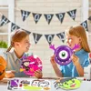 Kunst und Handwerk, 32 Stück, Halloween-Spielzeug, Pappteller, DIY-Kunsthandwerk, handgefertigte 3D-Kürbis-Süßes oder Saures-Aufkleber, Partyspiele, Früherziehung für Kinder 230925