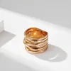 Anel de titânio de aço inoxidável da moda suave 18K anéis de dedo banhados a ouro para joias femininas