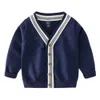 Cardigan Autumn Children Boy Sweater Casual Cardigans Boys Fashion Spring V-Neck Cardigans för barn 2-6 år 230925