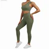 Survêtements Femmes Femmes Sans Couture Une Épaule Yoga Ensemble Sexy Soutien-Gorge De Sport Entraînement Yoga Costume Leggings Taille Haute Ensemble D'entraînement Fitness Costumes Sportswear L230