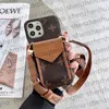 Capa de telefone com alça de ombro crossbody para iPhone 15 Pro Max Capa 14 Pro Max 13 12 ProMax 11 Pro X XR XS Max 14Plus 15Pro Capa para iPhone Suporte de cartão de crédito Capa móvel