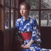 Etniska kläder japanska kimono traditionella obi yukata kvinnor kostym geisha cosplay klänning orientalisk kimonos kk2767