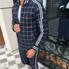 Herren Trainingsanzüge Trainingsanzug Sets 3D Druck Herren Plaid Jacke Hosen 2 Stück Set Sportwear Gym Sport Anzug Casual Mann Kleidung 230925