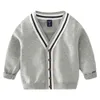 Cardigan Autumn Children Boy Sweater Casual Cardigans Boys Fashion Spring V-Neck Cardigans för barn 2-6 år 230925