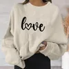 Dameshoodies Dames Winter Oversized hoodless sweatshirts Sweatshirt Letterprint Trui Losse ronde hals Moletom