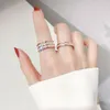 Cluster Ringen Europese En Amerikaanse Mode Klassieke Eenvoudige Luxe Hoge Kwaliteit Zirkoon Ring Cadeau Banket Bruiloft Vrouwen Sieraden 2023
