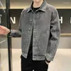 남성 재킷 가을 데님 코트 2024 한국 패션 자켓 싱글 가슴 느슨한 인과 관계 작업복 검은 색 브랜드