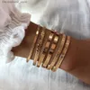 Charme Pulseiras Nova Moda Boho Punk Golden Cuff Pulseiras Bangles Para As Mulheres Amor Pulseiras Bangle Set Feminina Jóias Charme Presentes B051 Q230925