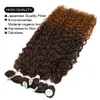 Human Hair Bulks Kinky Curly Hair Bundles Synthetic Hair Extensions Blonde Two Tone Color Hair Weave Bundles Thick 300g For Women 230925