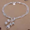 gåva 925 Silver Small O Hanging Light Bead Armband DFMCH243 Helt ny Sterling Silver Plated Chain Link -armband High 330D