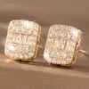 Gold Silver Colors Iced out CZ Premium Diamond Cluster Zirconia Cubic Stud Earrings for Men Women Hip Hop Jewelry280B