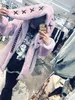 Women's Fur Faux Fur Japanese Harajuku Rabbit Ears Fur Purple Coat for women Winter Women's Dark Punk Mid-Length Zipper Plush Coats Street 230923