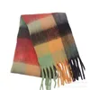 Tonglu Industrial Belt Single AC samma stil Rainbow Plaid Scarf Women's Thicked and Warm Imitation Mohair Shawl Neck